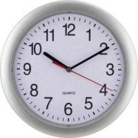 Levné stříbrné nástěnné hodiny Quartz EUROTIME Ø 25 cm