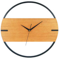 Designové nástěnné hodiny kombinace kov a dřevo