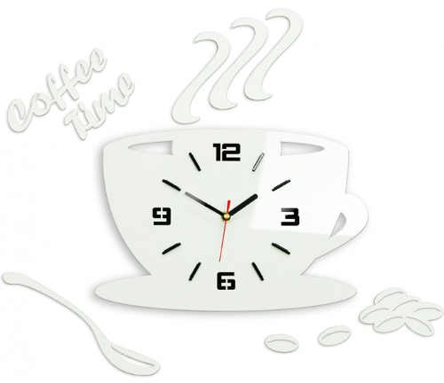 Skleněné nástěnné hodiny čas na kávu