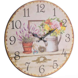 Venkovské nástěnné hodiny flower mix 34cm