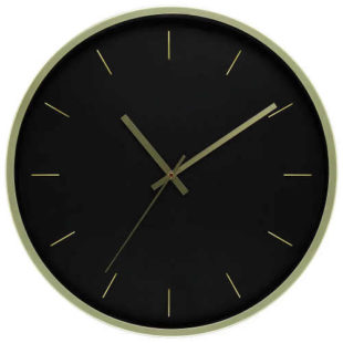 Velké kulaté černo-zlaté nástěnné hodiny