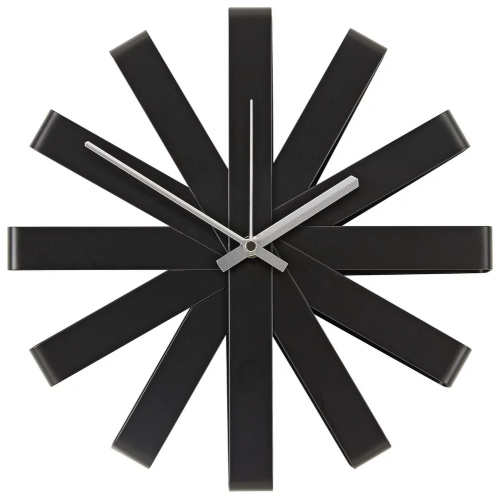 Moderní černé kovové nástěnné hodiny Moebelix Anna