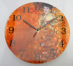 Skleněné hodiny s reprodukcí Gustava Klimta