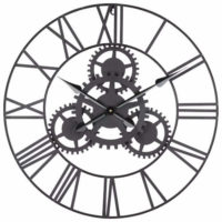 Kovové nástěnné hodiny s viditelným strojkem