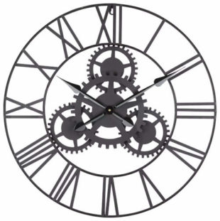 Kovové nástěnné hodiny s viditelným strojkem