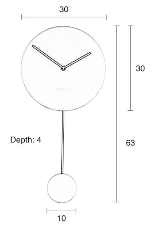 Rozměry černých nástěnných hodin s kyvadlem